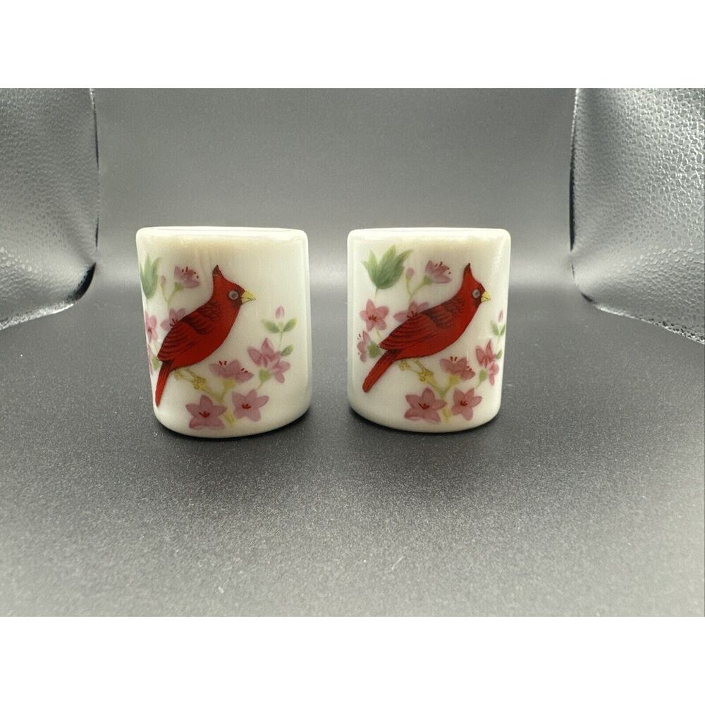 Vintage 1977•Cardinal Bird •Candlestick🕯Holder set •Holiday•Spencer Gifts Japan